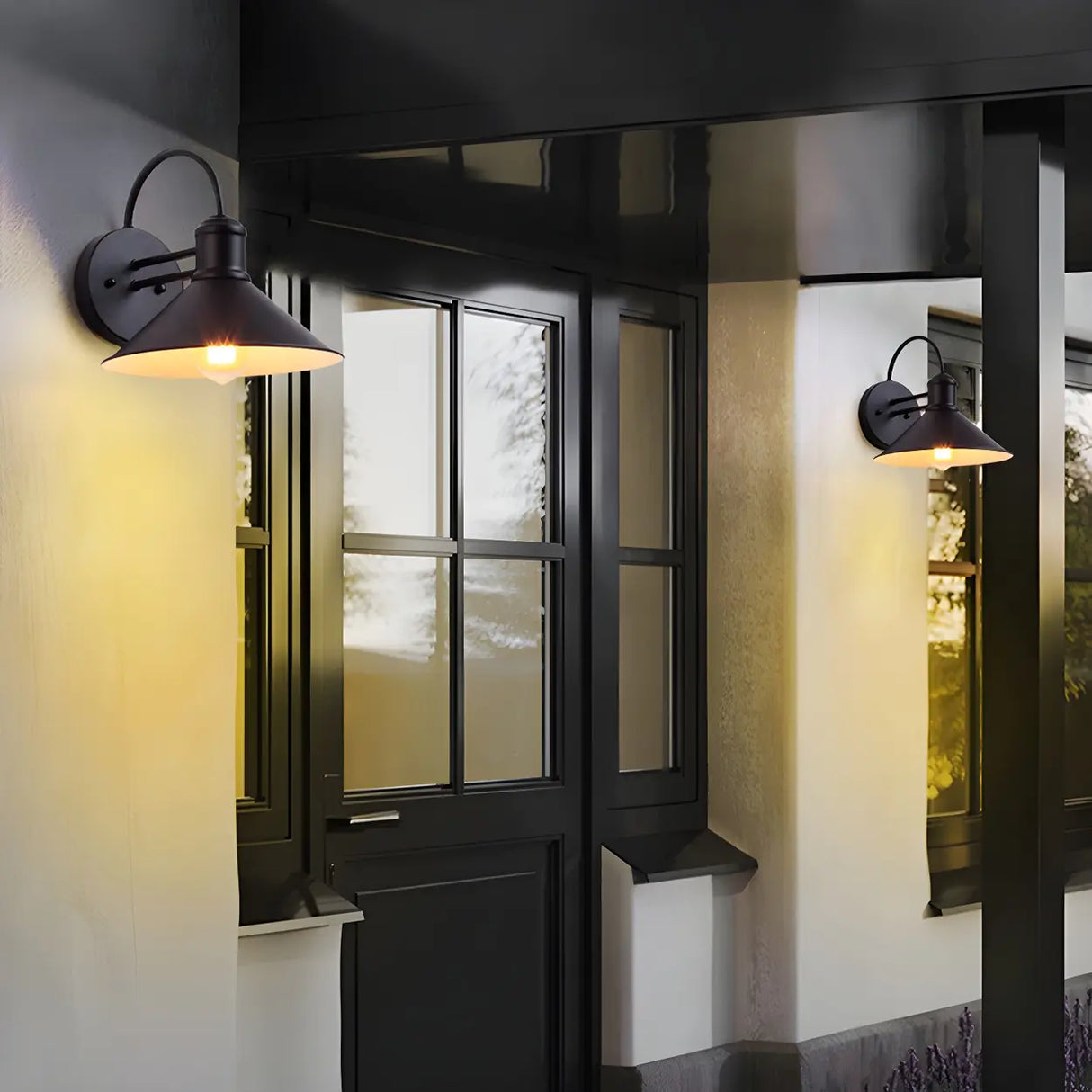 Industrial Cone Metal Outdoor Black Mini Wall Light Image - 15