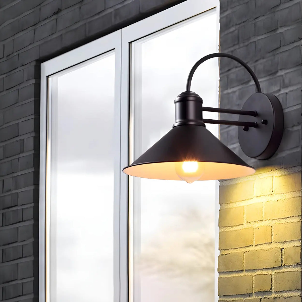Industrial Cone Metal Outdoor Black Mini Wall Light Image - 4