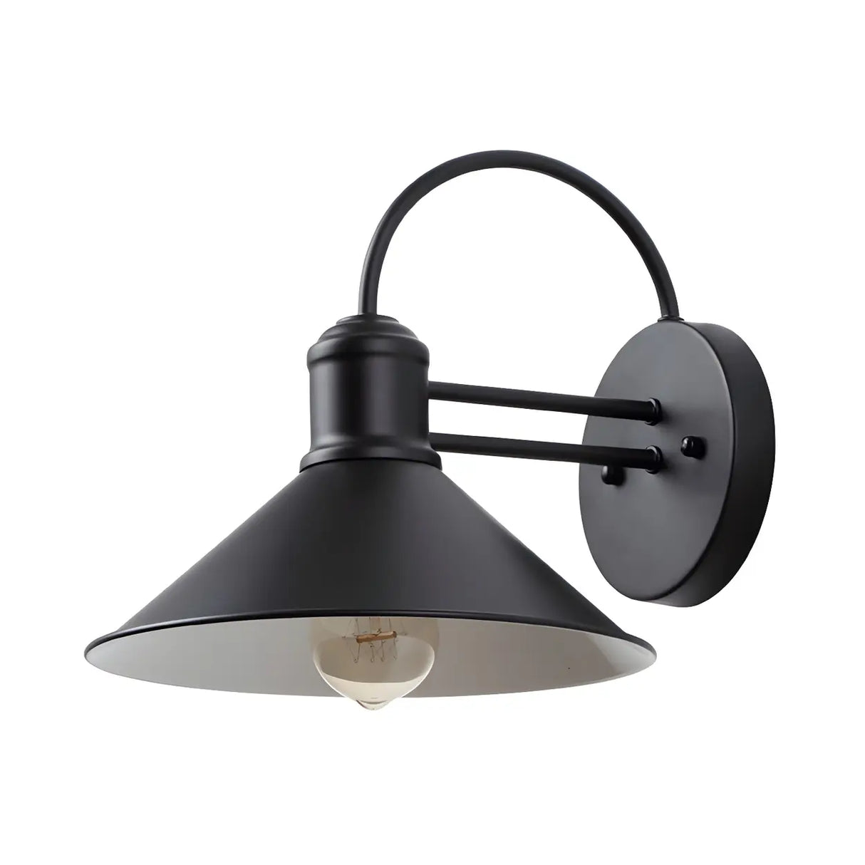 Industrial Cone Metal Outdoor Black Mini Wall Light Image - 5