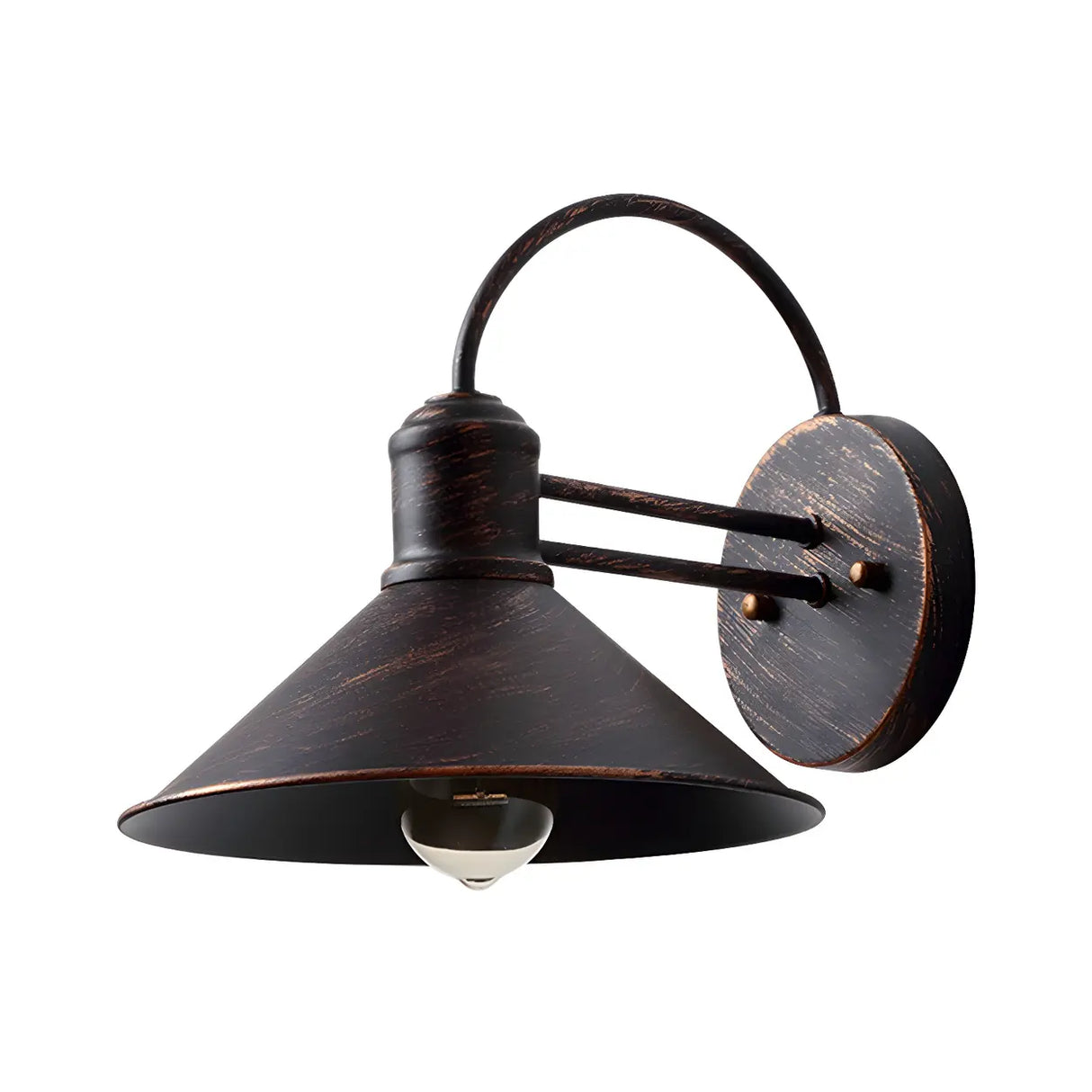 Industrial Cone Metal Outdoor Black Mini Wall Light Image - 6