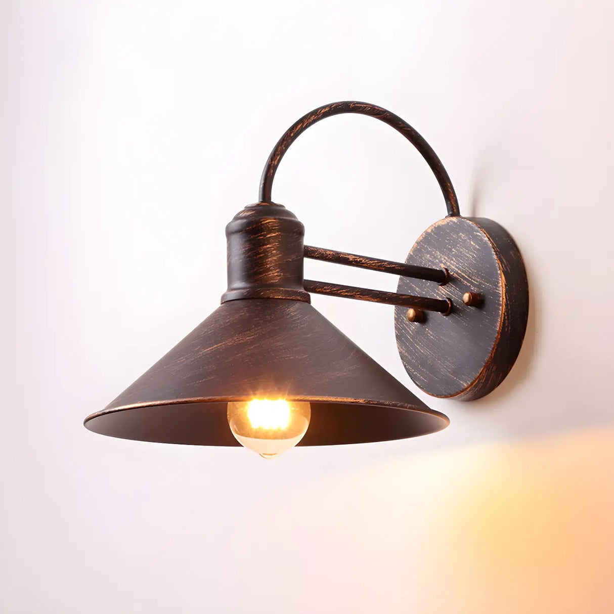 Industrial Cone Metal Outdoor Black Mini Wall Light Image - 9