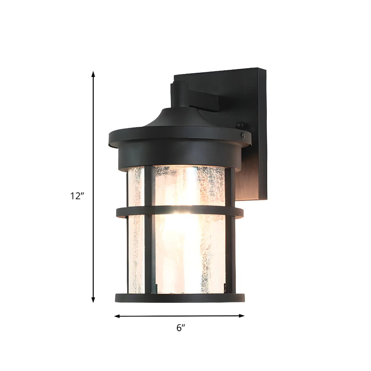 Industrial Cylinder Crackle Glass Outdoor Wall Sconce Image - 4