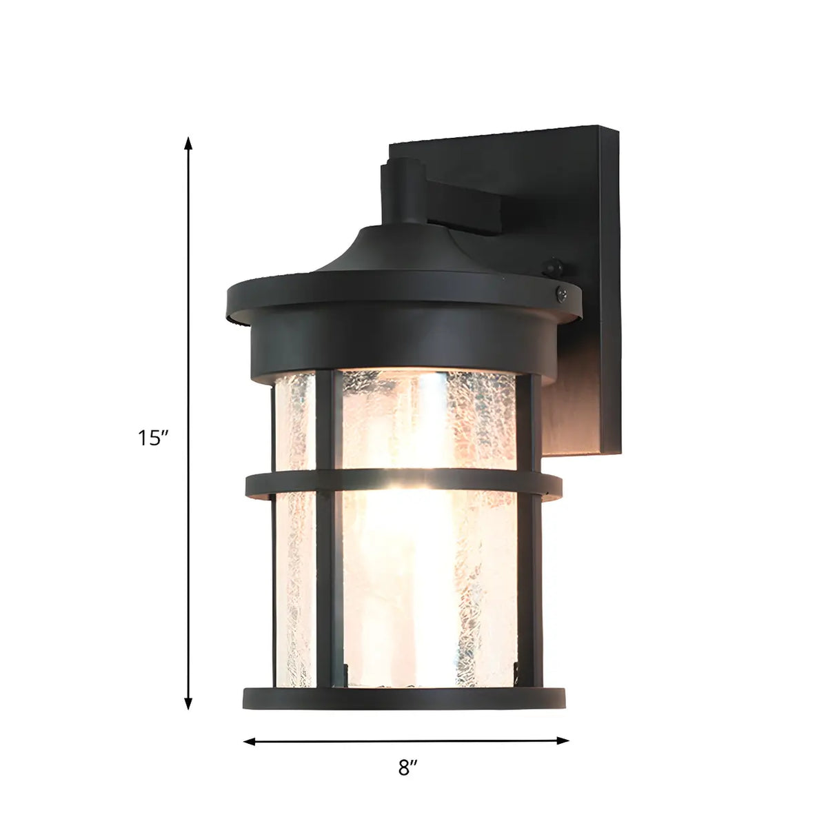 Industrial Cylinder Crackle Glass Outdoor Wall Sconce Image - 5