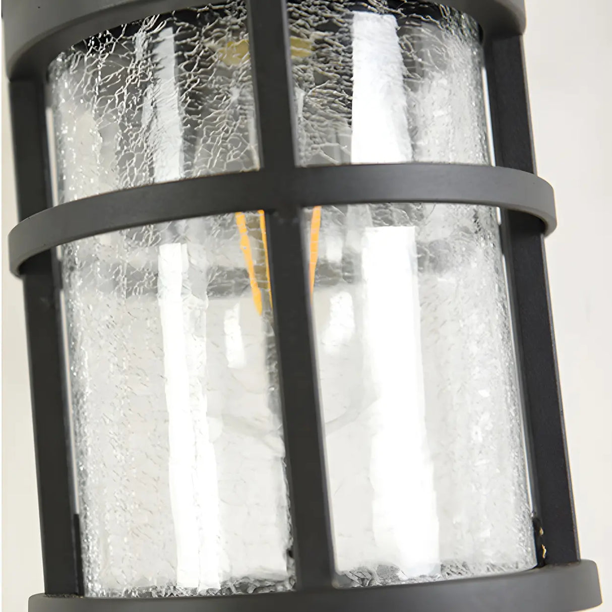 Industrial Cylinder Crackle Glass Outdoor Wall Sconce Image - 7