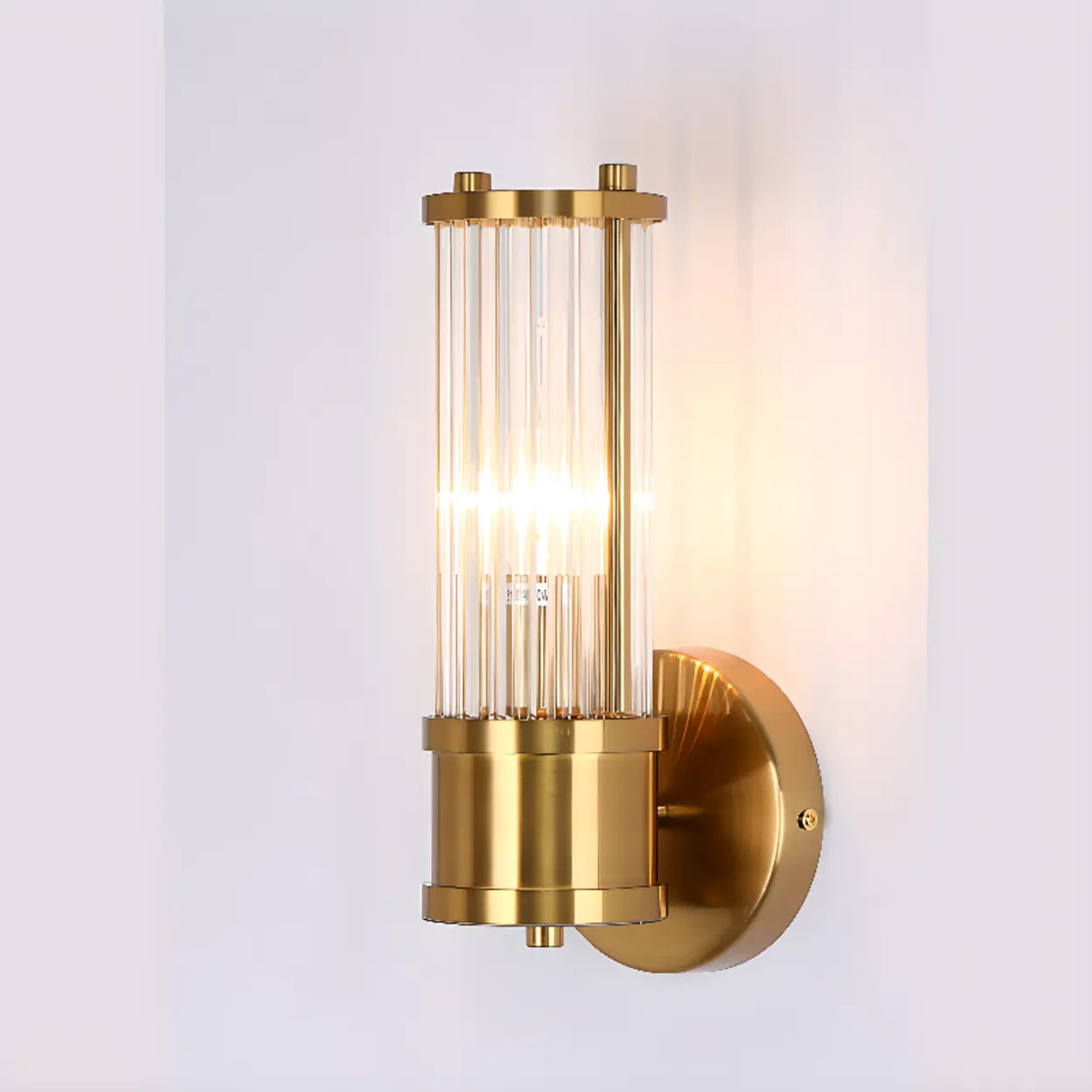 Industrial Cylindrical Crystal Glass Wall Sconce Image - 1