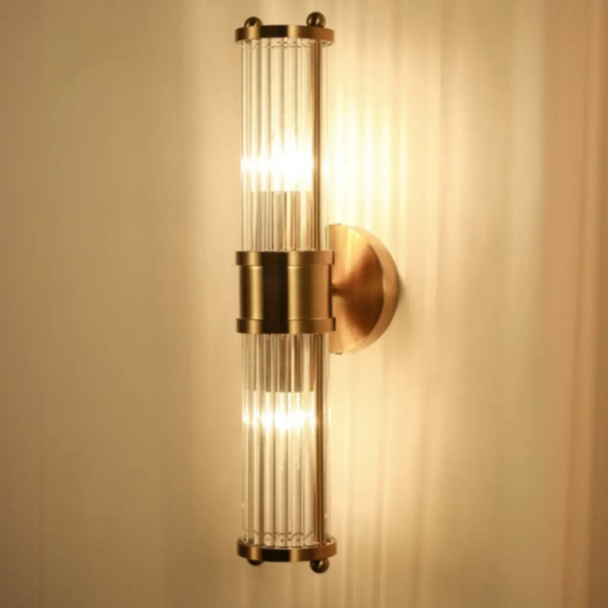 Industrial Cylindrical Crystal Glass Wall Sconce Image - 11