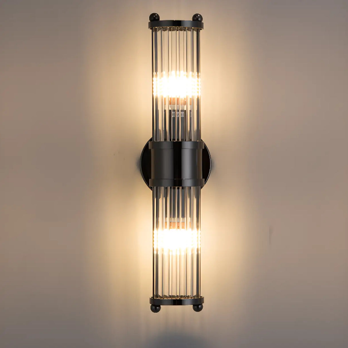 Industrial Cylindrical Crystal Glass Wall Sconce Image - 13