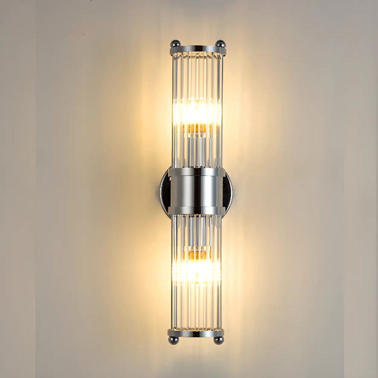 Industrial Cylindrical Crystal Glass Wall Sconce Image - 14