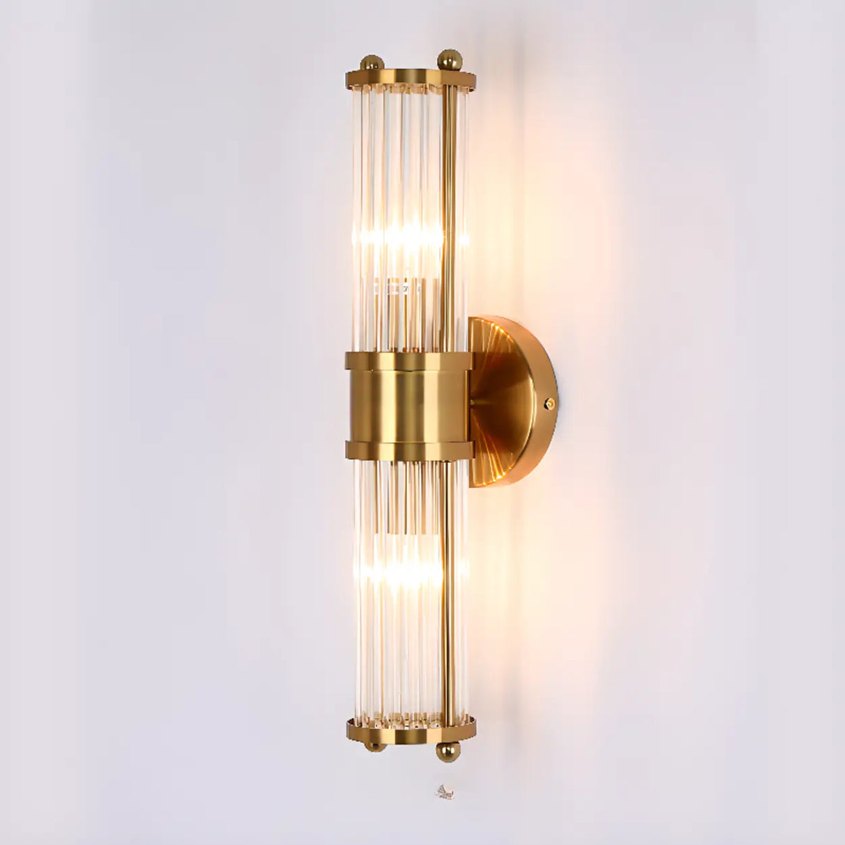 Industrial Cylindrical Crystal Glass Wall Sconce Image - 2