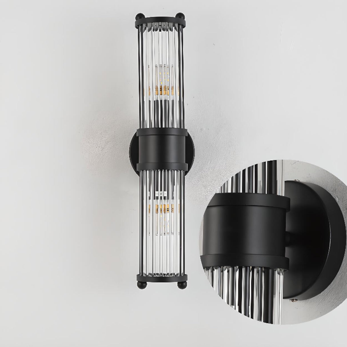 Industrial Cylindrical Crystal Glass Wall Sconce Image - 24