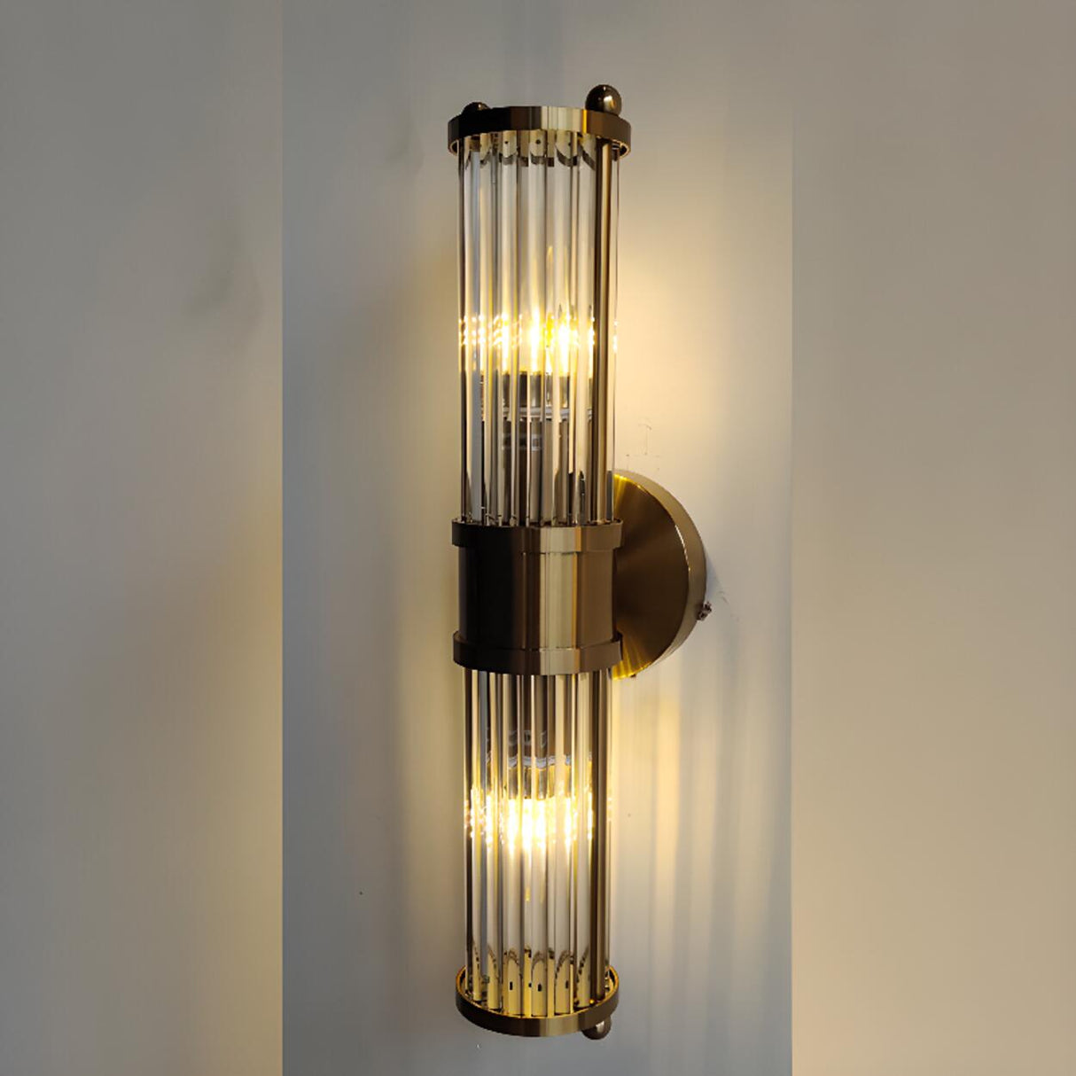 Industrial Cylindrical Crystal Glass Wall Sconce Image - 25