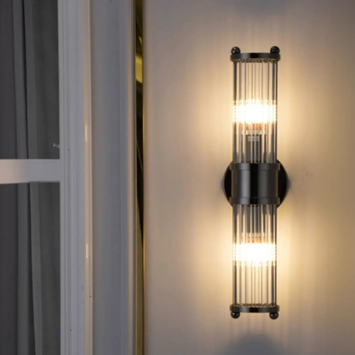 Industrial Cylindrical Crystal Glass Wall Sconce Image - 3