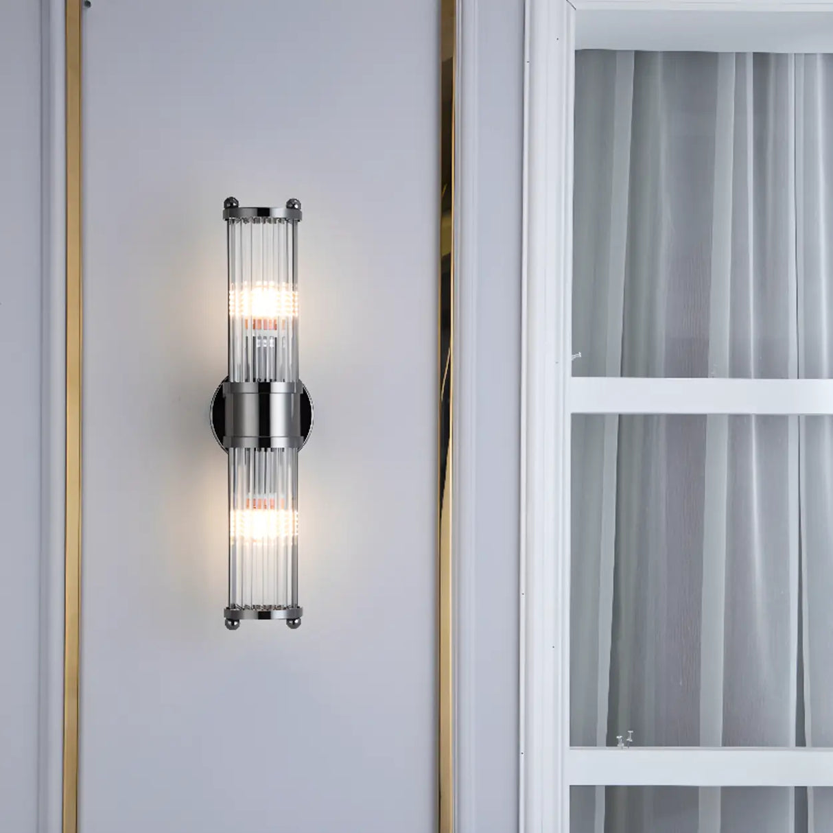 Industrial Cylindrical Crystal Glass Wall Sconce Image - 4