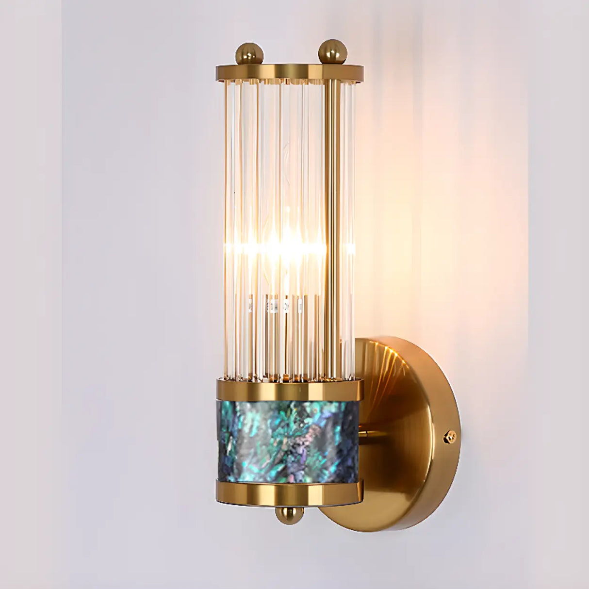 Industrial Cylindrical Crystal Glass Wall Sconce Image - 5