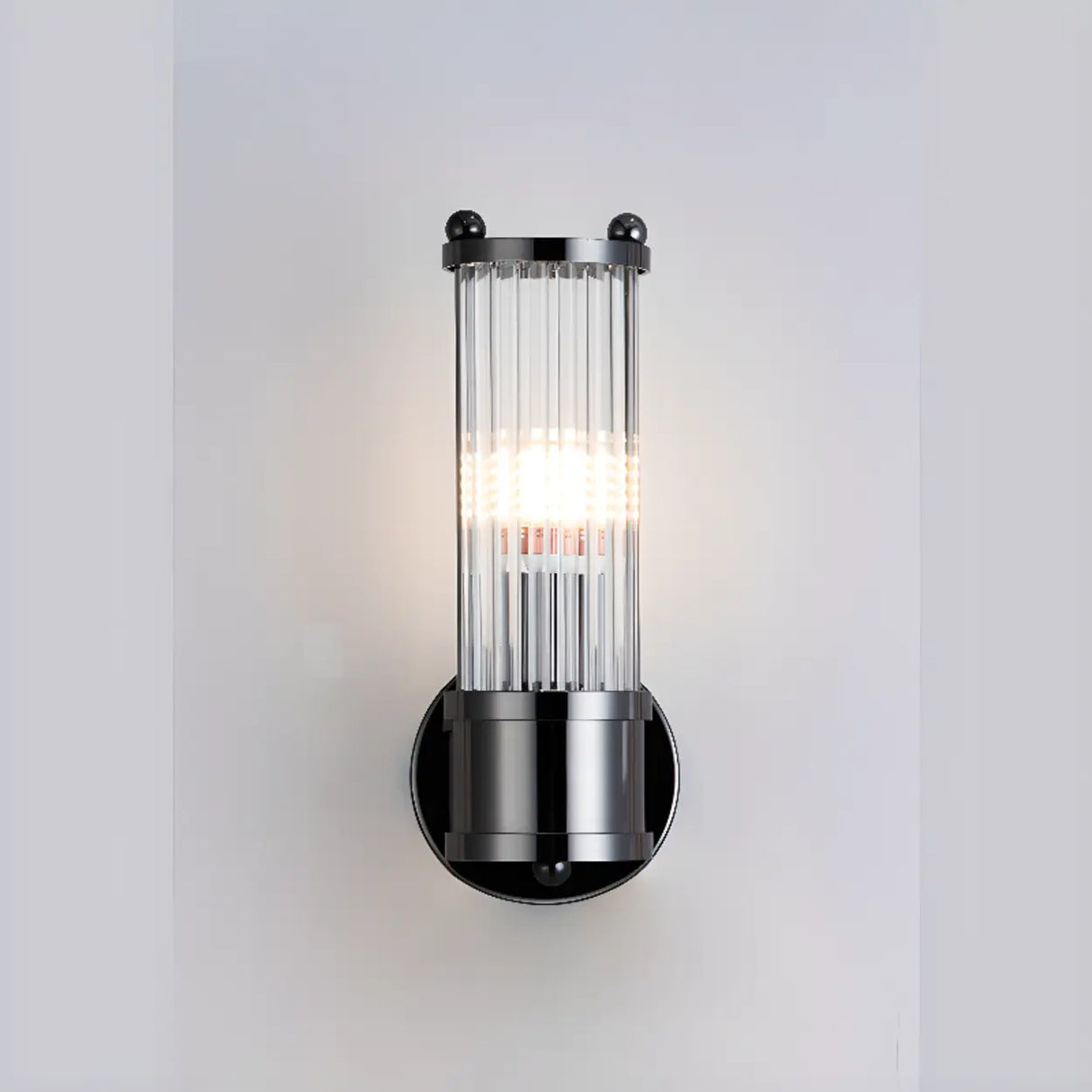 Industrial Cylindrical Crystal Glass Wall Sconce Image - 6