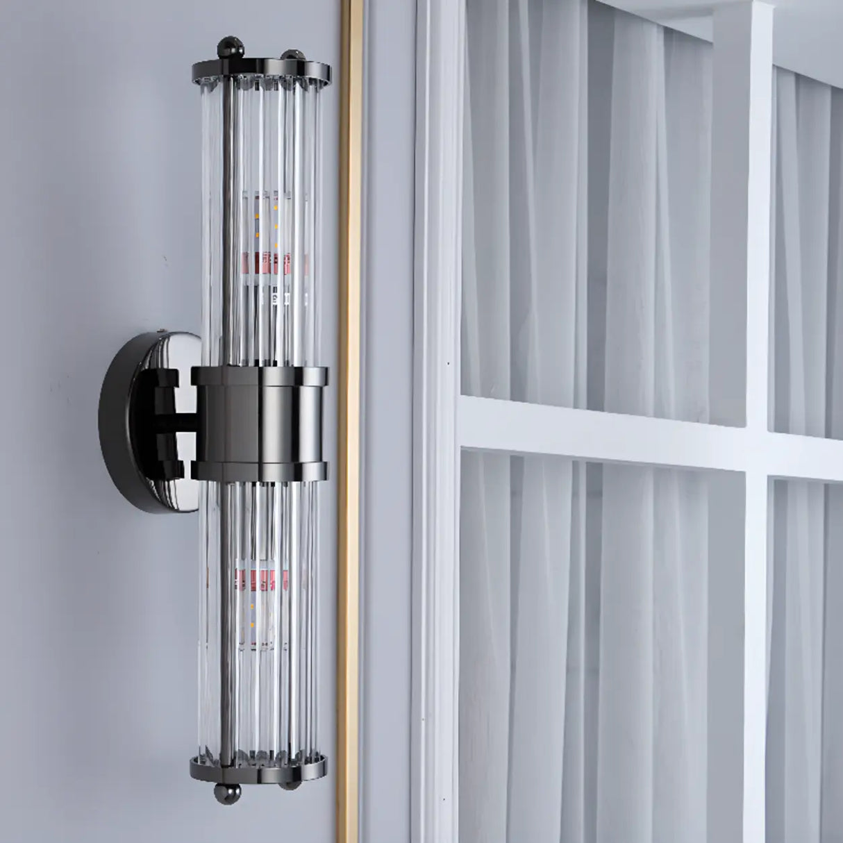 Industrial Cylindrical Crystal Glass Wall Sconce Image - 8