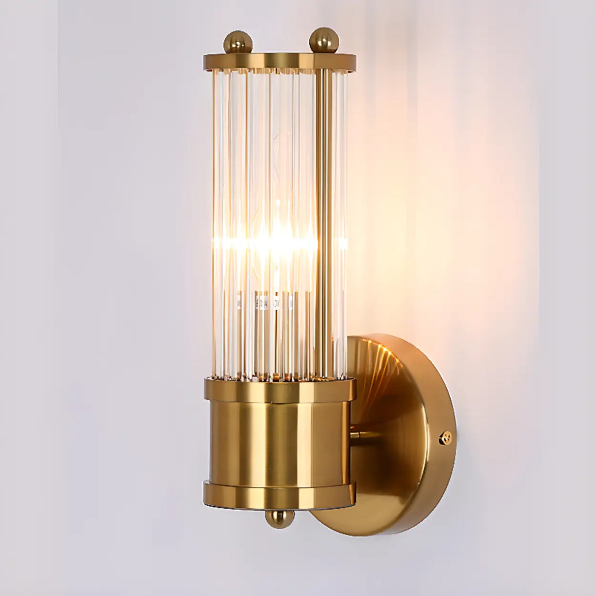Industrial Cylindrical Crystal Glass Wall Sconce Image - 9