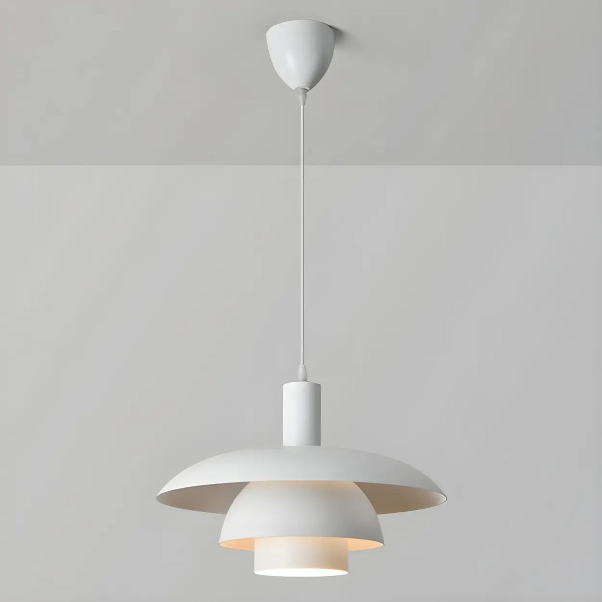 Industrial Dining Room Red Metal Multi-Tier Pendant Light Image - 11