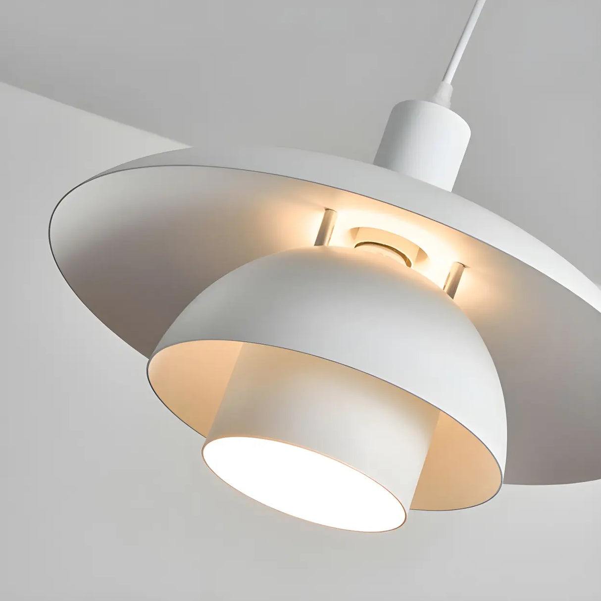 Industrial Dining Room Red Metal Multi-Tier Pendant Light Image - 14