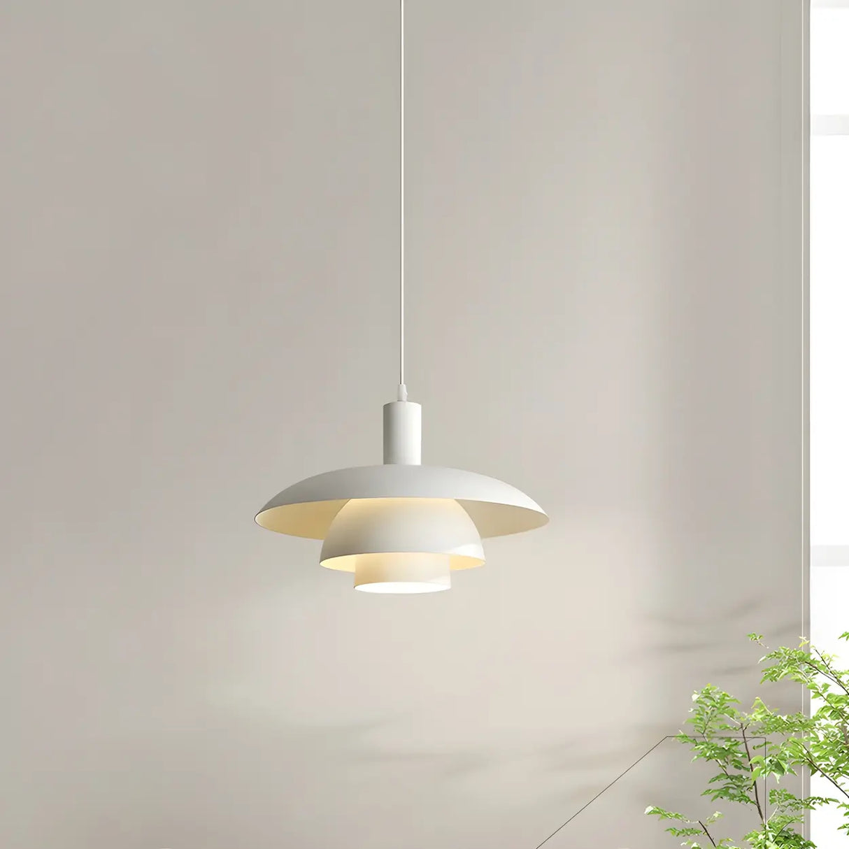 Industrial Dining Room Red Metal Multi-Tier Pendant Light Image - 15