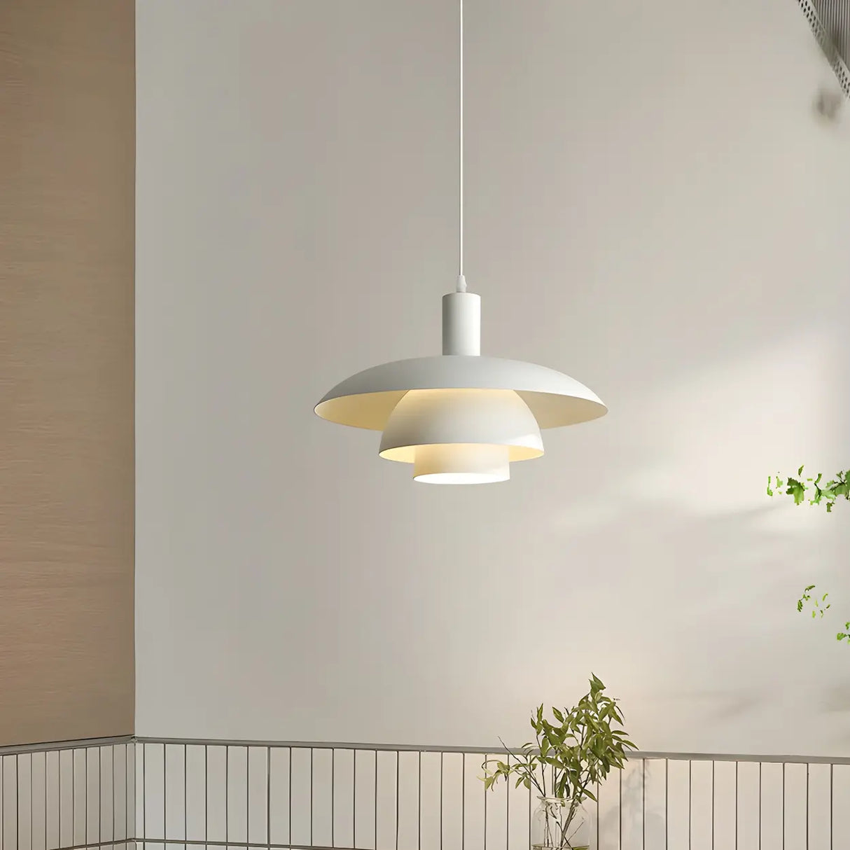 Industrial Dining Room Red Metal Multi-Tier Pendant Light Image - 16