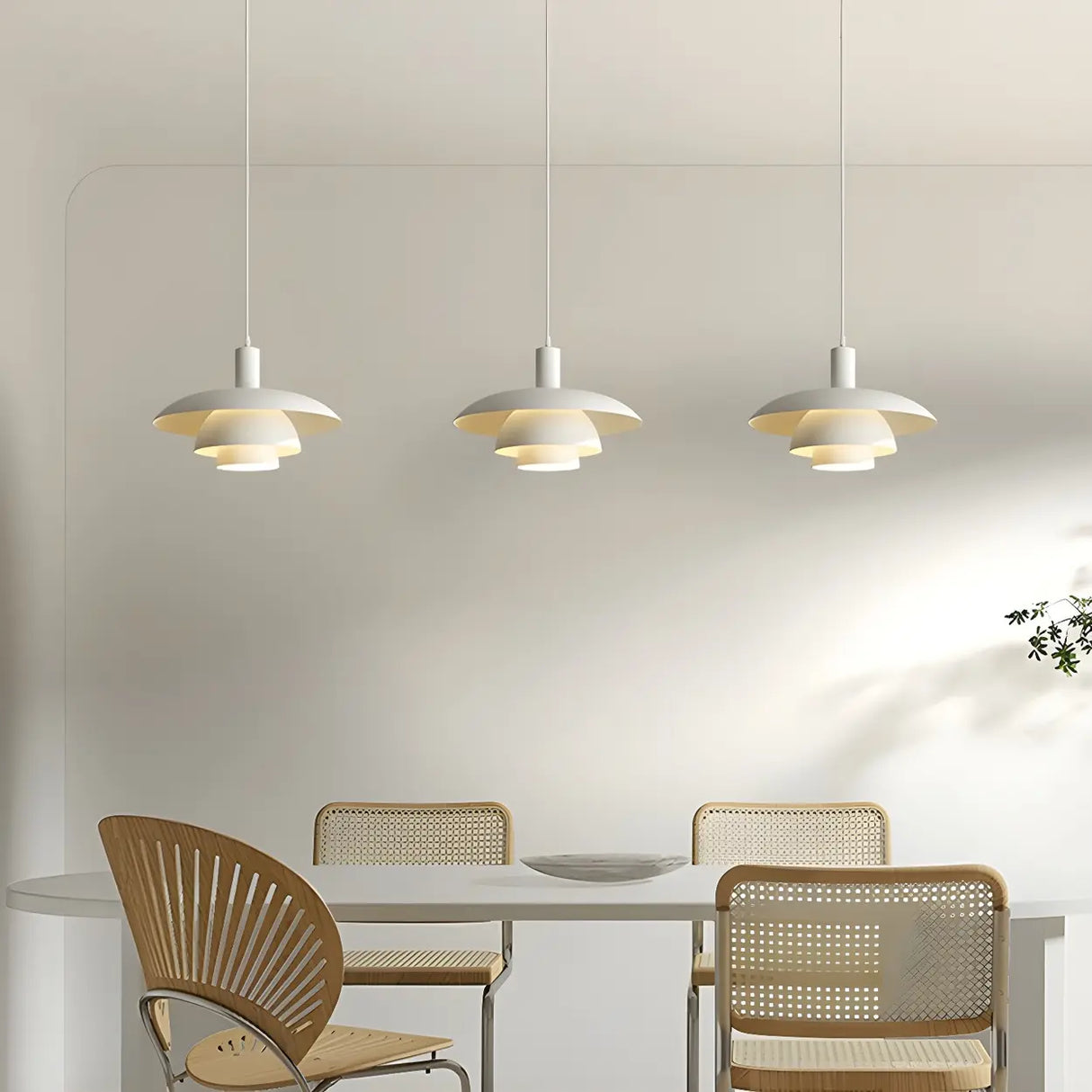 Industrial Dining Room Red Metal Multi-Tier Pendant Light Image - 4