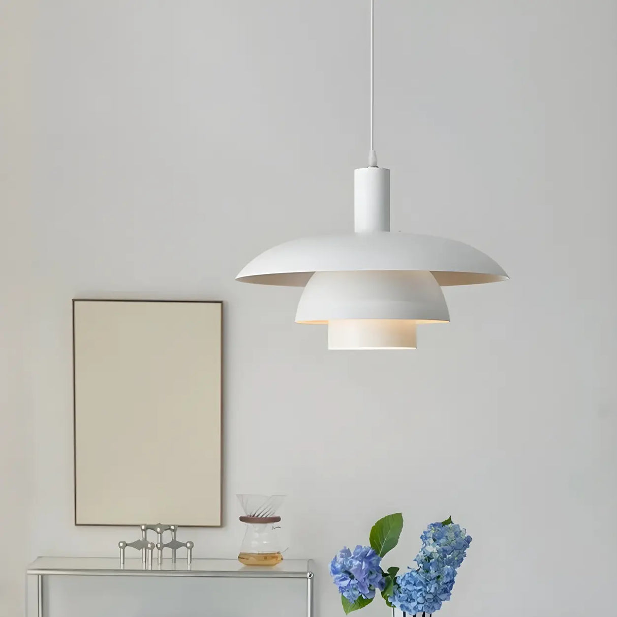 Industrial Dining Room Red Metal Multi-Tier Pendant Light Image - 17