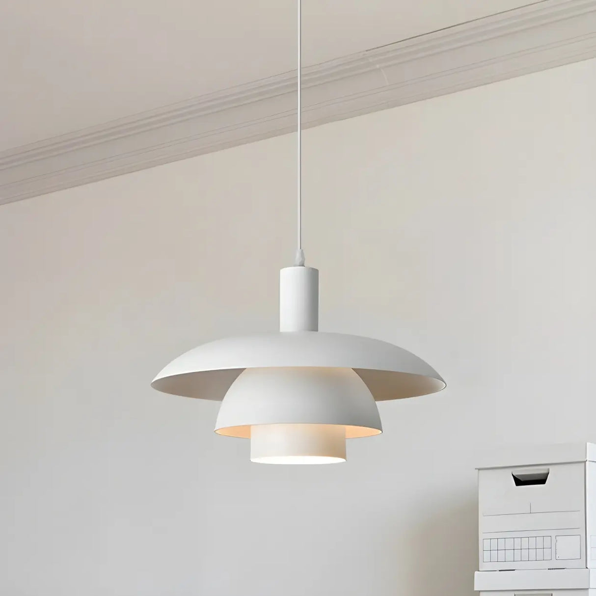 Industrial Dining Room Red Metal Multi-Tier Pendant Light Image - 5