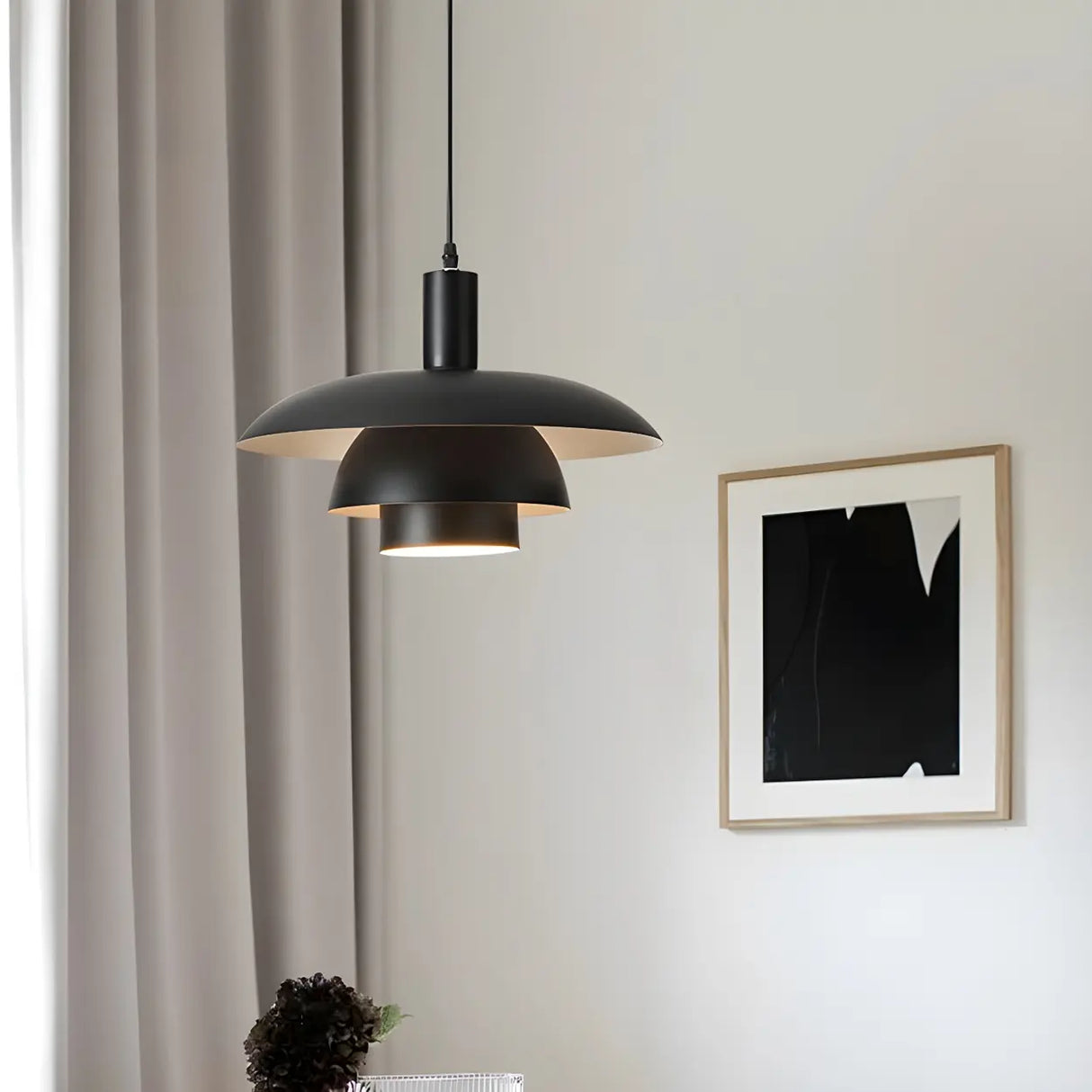 Industrial Dining Room Red Metal Multi-Tier Pendant Light Image - 18