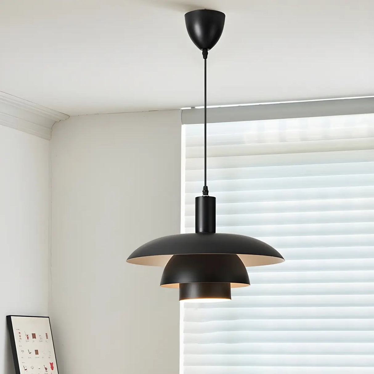 Industrial Dining Room Red Metal Multi-Tier Pendant Light Image - 6