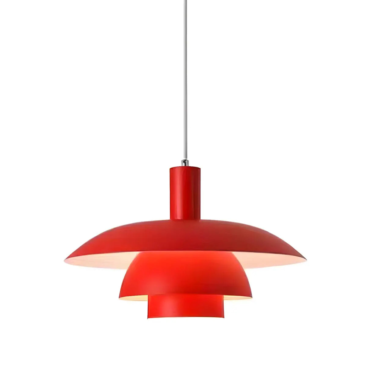 Industrial Dining Room Red Metal Multi-Tier Pendant Light Image - 7