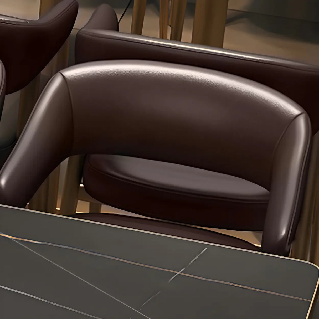 Industrial Faux Leather Arm Chair for Dining Area Image - 12