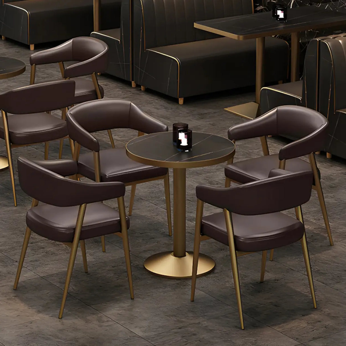 Industrial Faux Leather Arm Chair for Dining Area Image - 2