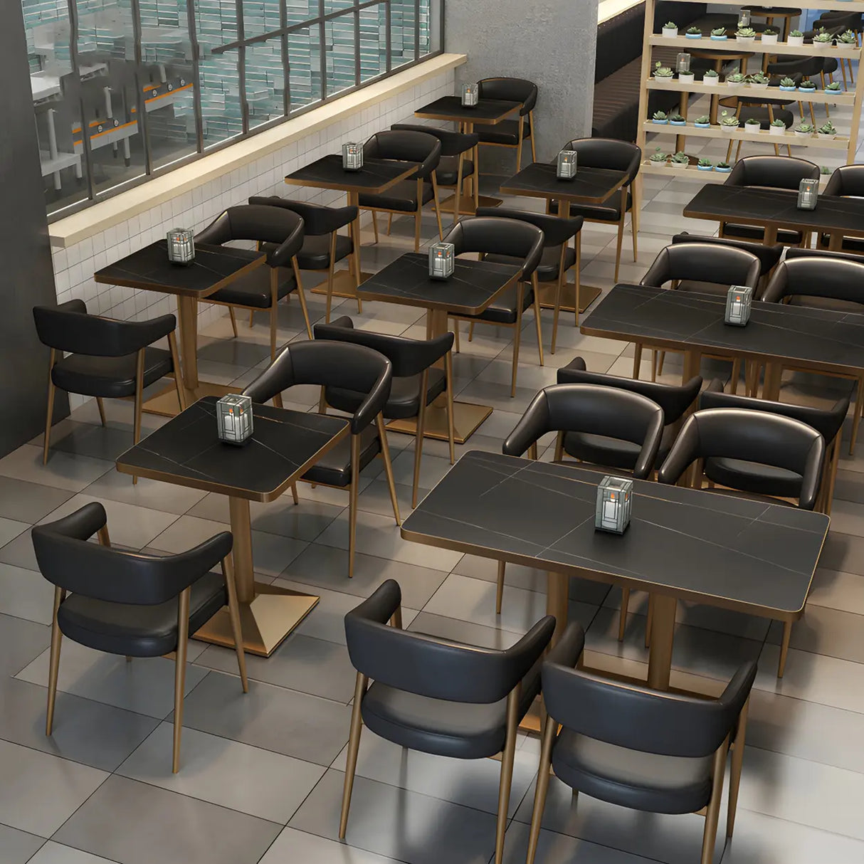 Industrial Faux Leather Arm Chair for Dining Area Image - 4