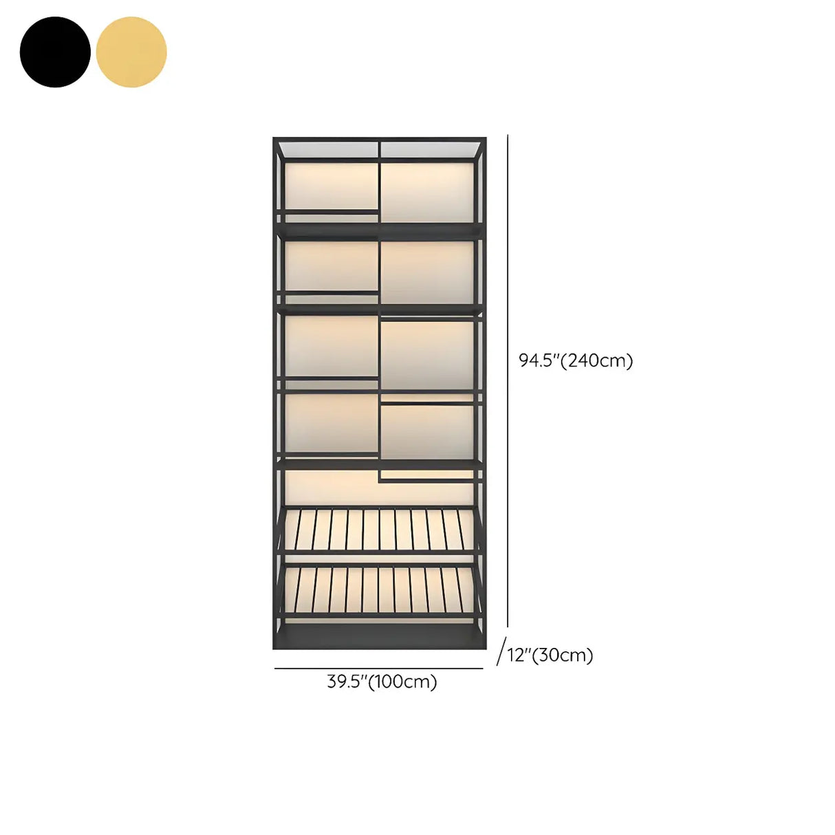 Industrial Freestanding Gold Tall Metal Shelving Wine Rack