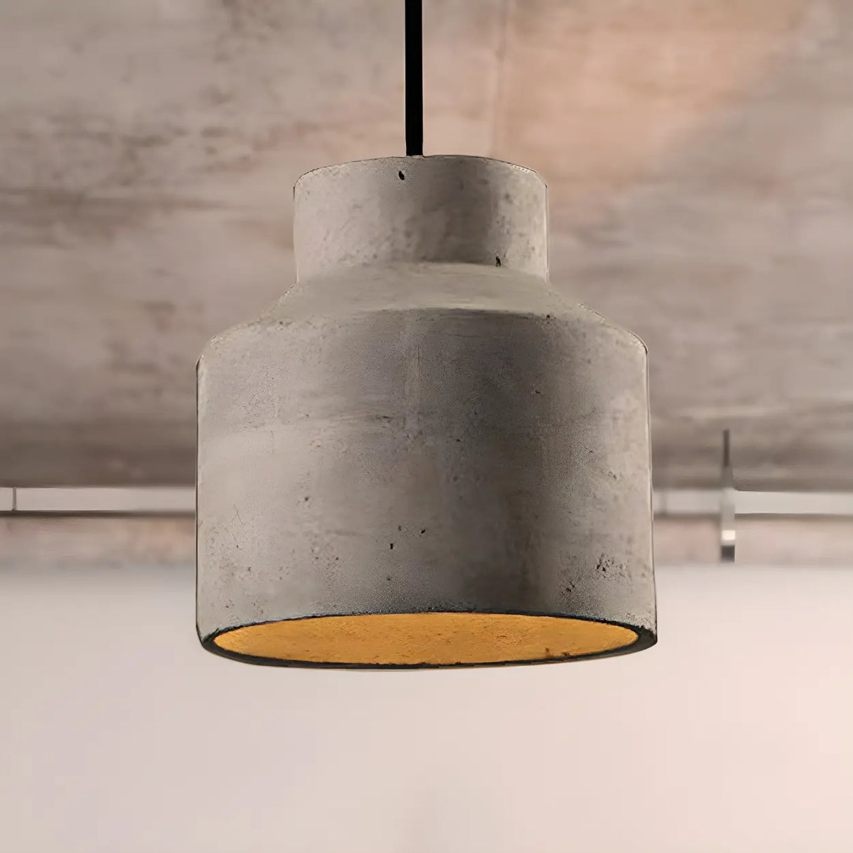 Industrial Geometric Grey Cement Hanging Pendant Light Image - 3