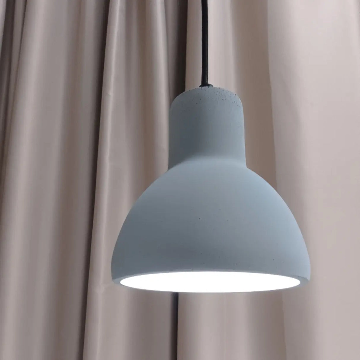 Industrial Geometric Grey Cement Hanging Pendant Light Image - 4