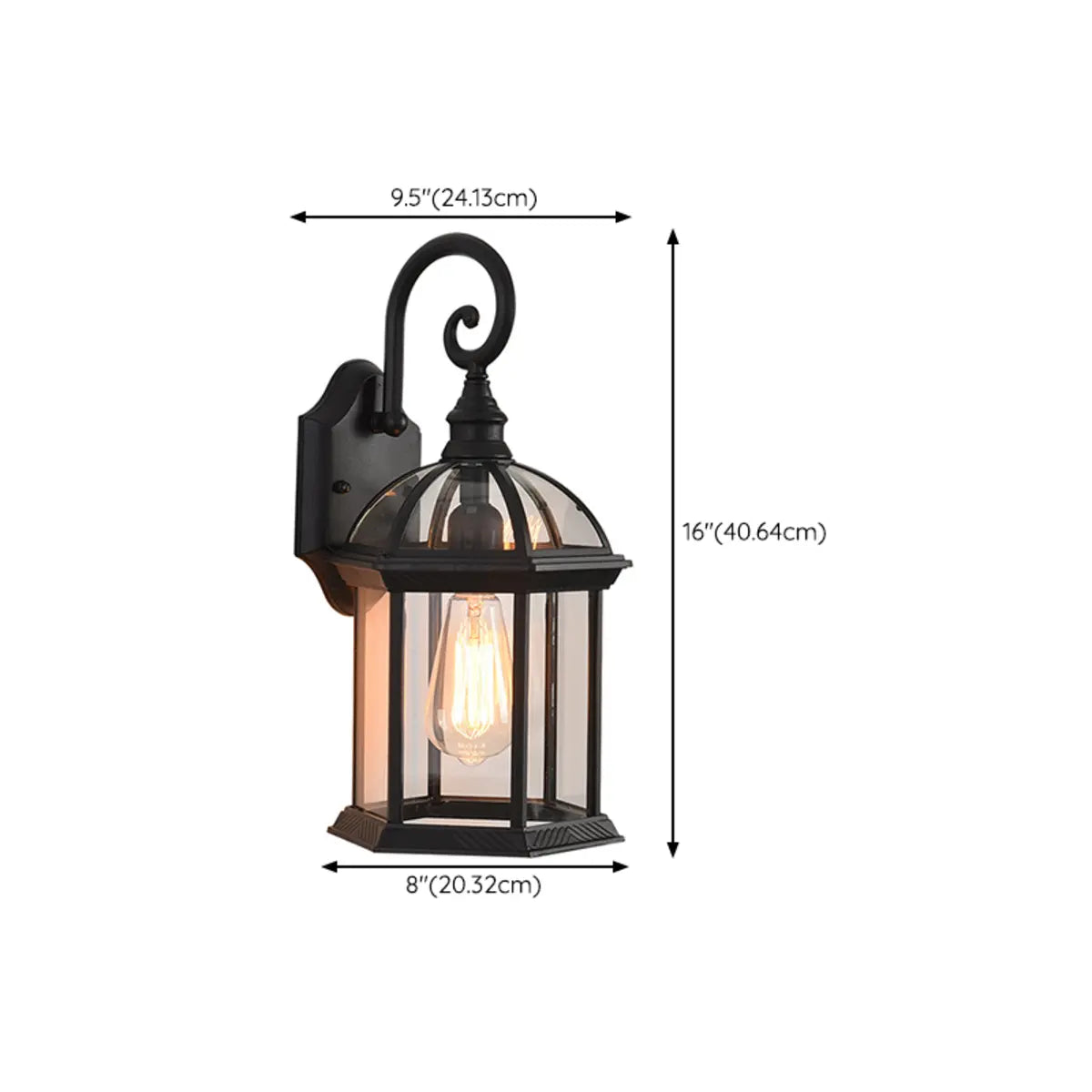 Industrial Geometric Lantern Outdoor Glass Wall Light Image - 11