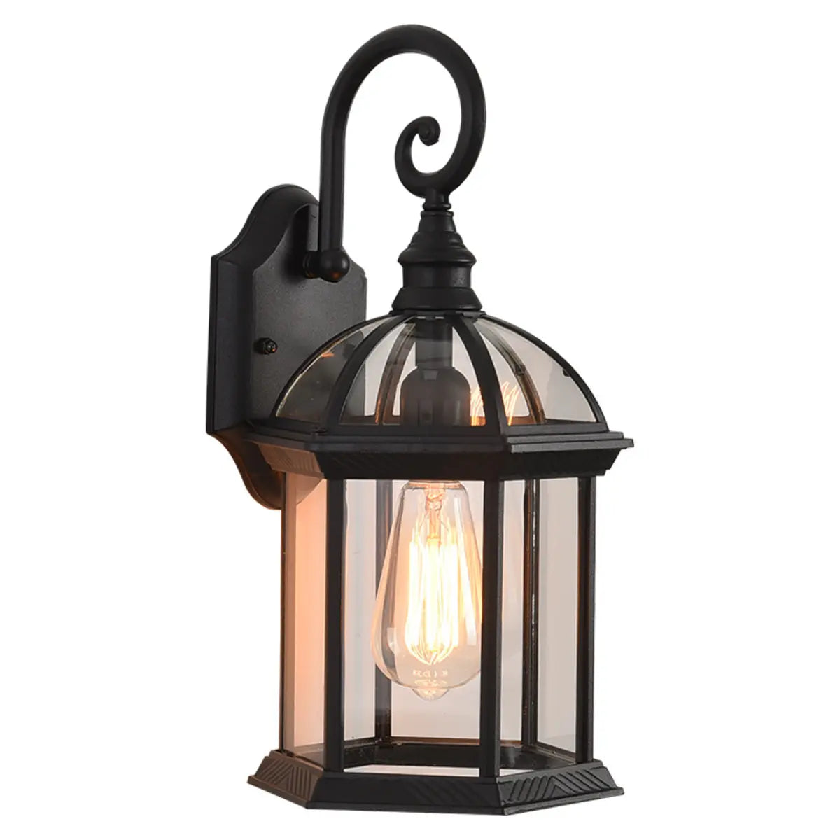 Industrial Geometric Lantern Outdoor Glass Wall Light Image - 5