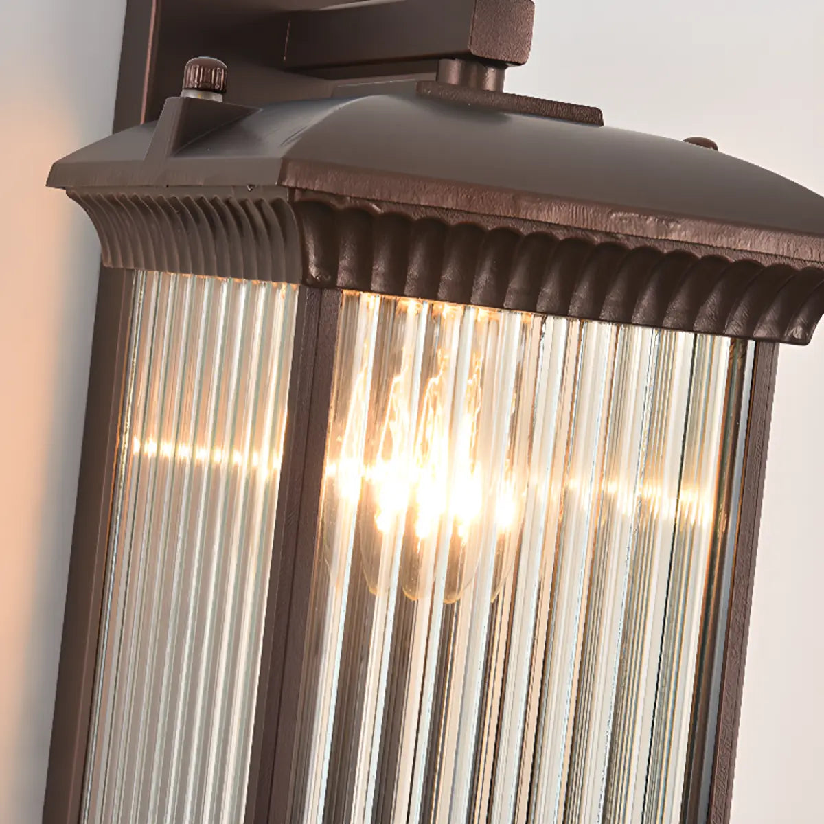 Industrial Geometric Lantern Outdoor Glass Wall Light Image - 6