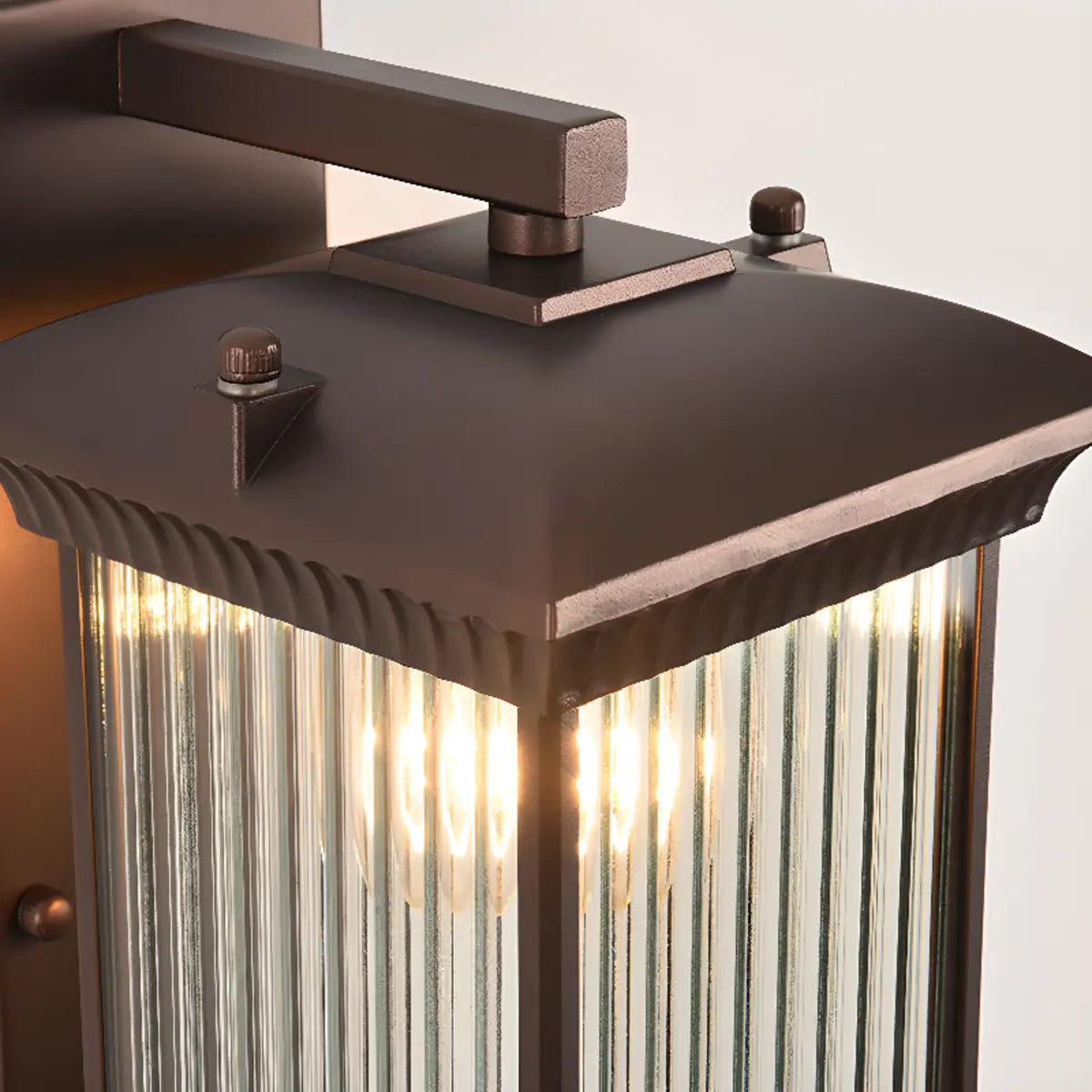 Industrial Geometric Lantern Outdoor Glass Wall Light Image - 7