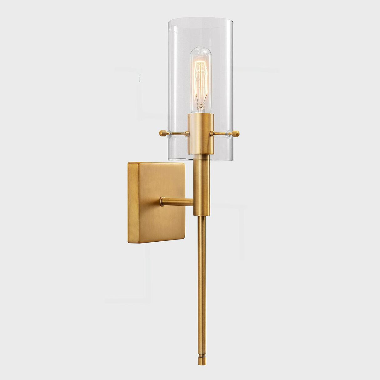 Industrial Glass Cylinder Vanity Wall Sconce Light Image - 11
