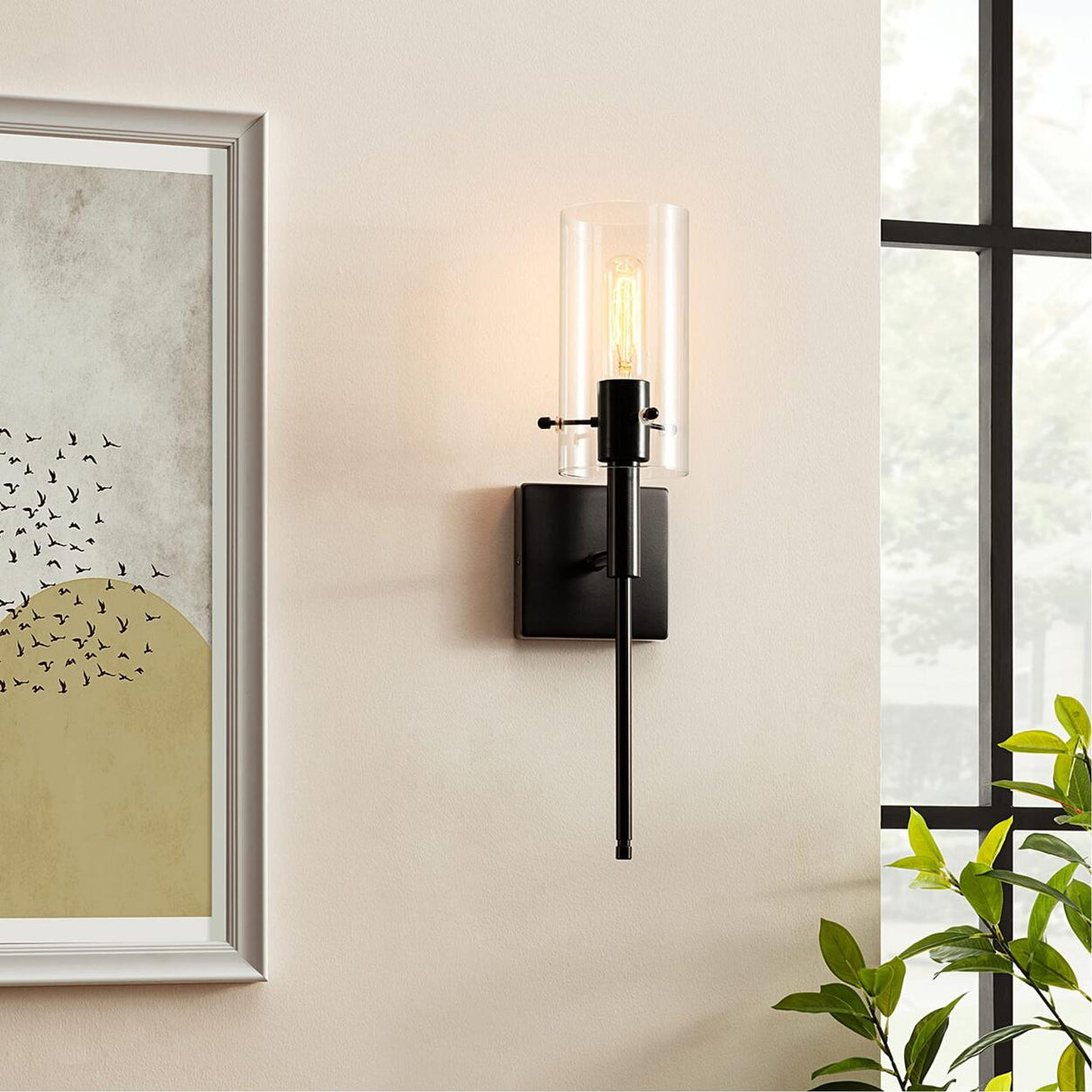 Industrial Glass Cylinder Vanity Wall Sconce Light Image - 14