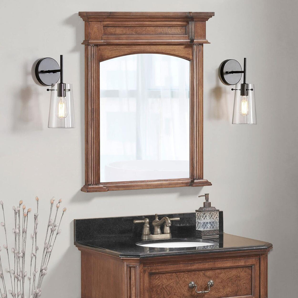 Industrial Glass Cylinder Vanity Wall Sconce Light Image - 4