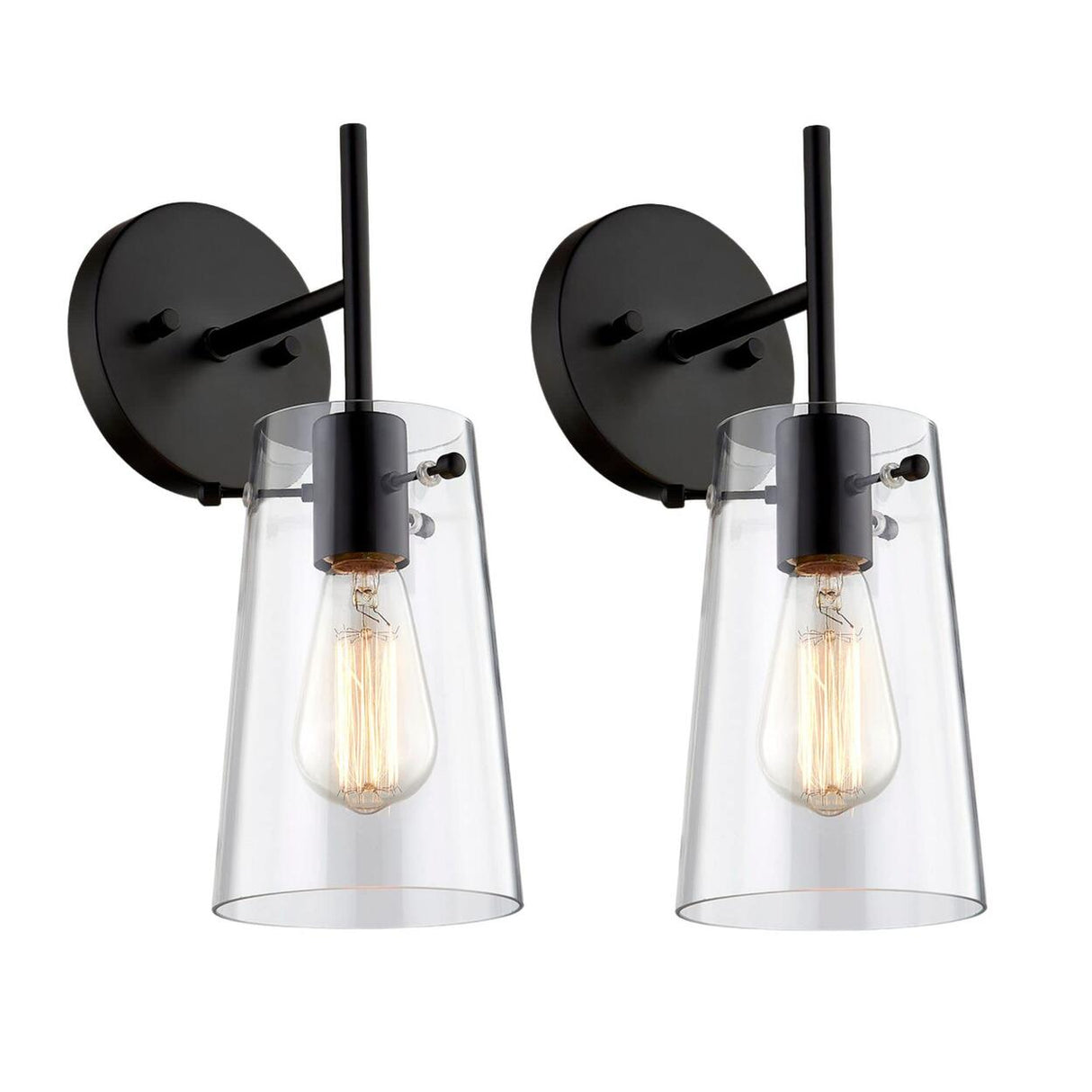 Industrial Glass Cylinder Vanity Wall Sconce Light Image - 6