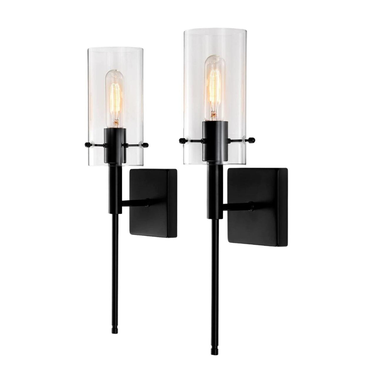 Industrial Glass Cylinder Vanity Wall Sconce Light Image - 7