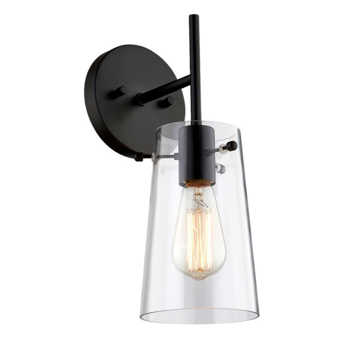 Industrial Glass Cylinder Vanity Wall Sconce Light Image - 9
