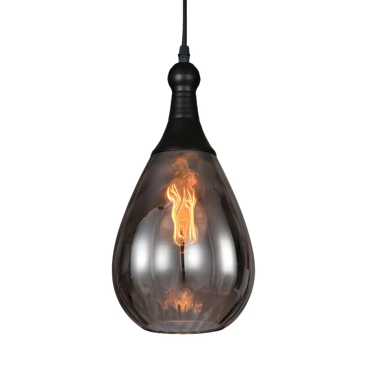 Industrial Glass Teardrop-Shaped Hanging Pendant Light Image - 12