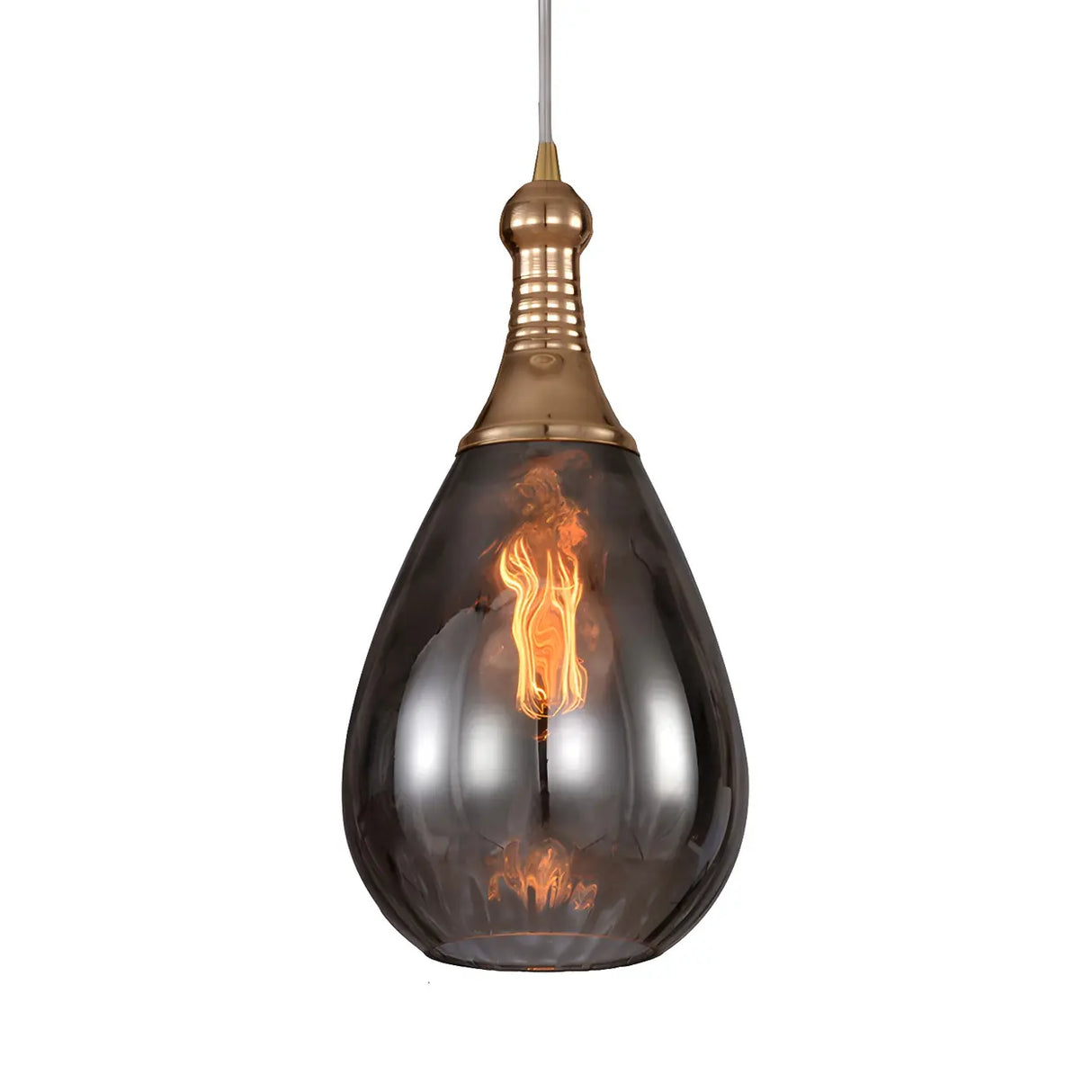 Industrial Glass Teardrop-Shaped Hanging Pendant Light Image - 16