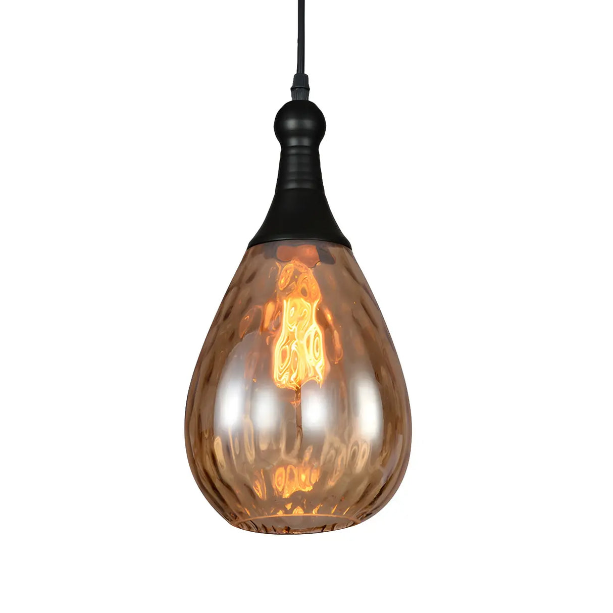 Industrial Glass Teardrop-Shaped Hanging Pendant Light Image - 20